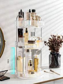 1pc 360 Degree Rotatable Multi-Functional Cosmetic Storage Rack, Large Capacity Bathroom Organizer Holder, Vanity Makeup Organizer, Transparent Tabletop Storage Box With Detachable & Reinforced Layers For Tall Bottles Bag, Bags, Makeup Bag, Vanity, Travel, Make Up Bag, Storage, Makeup Organizer, Toiletry Bag - Multicolor - View 3