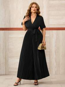 Roveilla 大码纯色休闲简约褶皱基础款连体裤