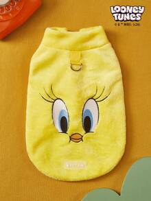 LOONEY TUNES X PETSIN 1件绣花黄色小黄鸟宠物猫狗通用黄色带防滑扣毛绒保暖舒适无袖防滑外套T恤 - 黃色 - 查看 8
