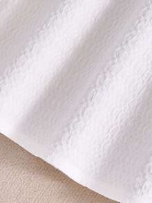 SHEIN Tween Girl Faux Collar Cap Sleeve Textured Dress - White - View 5