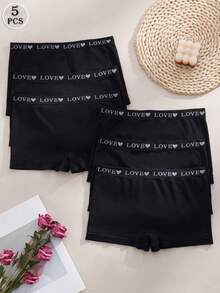 6条/套 爱心无缝舒适女士三角内裤，运动休闲低腰内裤 - 黑色 - 查看 1