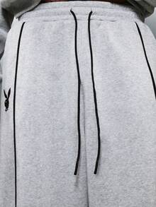 PLAYBOY X SUMWON Pantalones de chándal con globo y logo pequeño en el lateral, pantalones de chándal con cordón elástico para uso casual, cómodos y de invierno - Gris - Ver 7