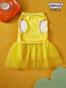 LOONEY TUNES X PETSIN 1 Small Yellow Duck Printed Pet Dress, Yellow Minimalist Style, Skin Friendly, Breathable Pet Clothing - Yellow - View 7