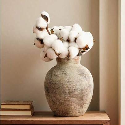 A Vintage Vase, A Round Handmade Decorative Ceramic Vase For Rural Nostalgia, Suitable For Valentine's Day, Thanksgiving Family Gatherings, Living Room, Office Foyer Decoration Ornaments, Vase Decoration Bottles