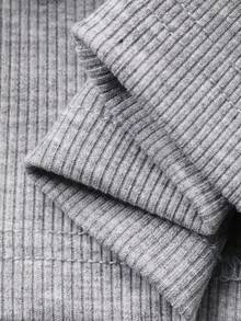 DAZY Pantalones casuales y versátiles con pernera acampanada y decoración de lazo para niñas - Gris - Ver 7