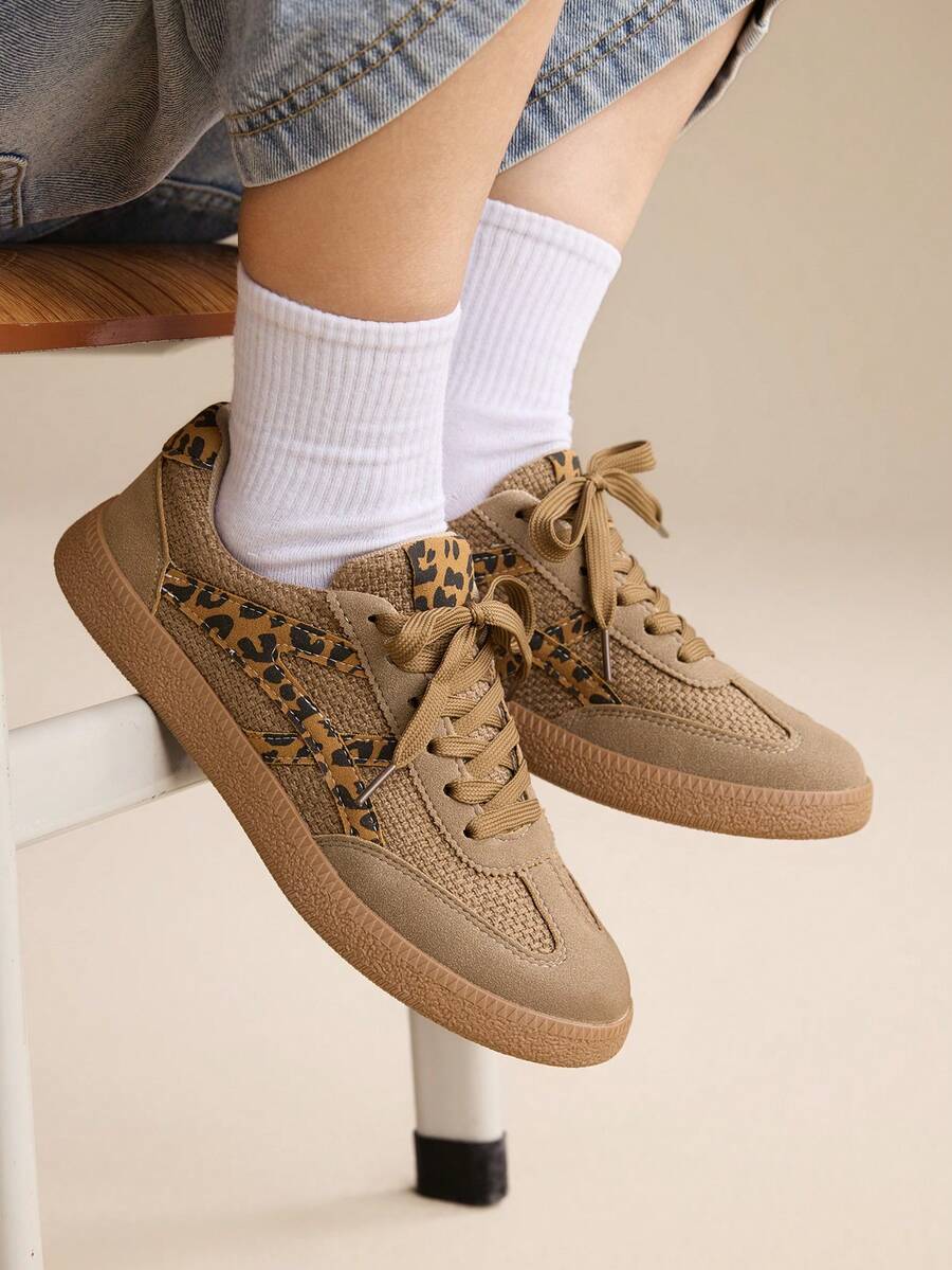 CUCCOO EASI Zapatillas de deporte minimalistas y versátiles de moda para mujer - Estampado de leopardo - Ver 1