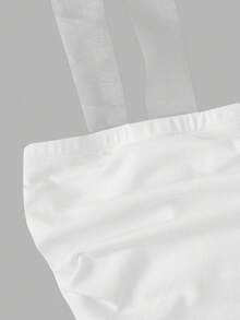 SHEIN MOD Petite 女士休闲纯色吊带迷你连衣裙，夏季 - 白色 - 查看 3