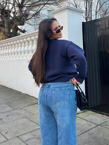 NegzBox New Plush Bow Knitted Sweater For Women, Autumn - Royal Blue - View 2