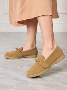 Sleekvia Casual Versatile Commuting Fringe Decor Flat Loafers - Camel - View 3