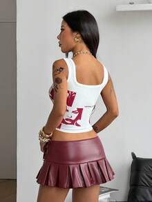 Coolane Women's Spring Streetwear Y2K Concert Rave Festival Going Out Rave Renaissance Fair Clubs Party Graphics Button Down Tank Top - White - View 2