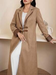 Al Najma Women's Solid Color Button Elegant Long Sleeve Arabic Abaya