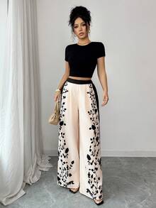 Elenzga Women's Fashionable Elegant Casual Printed Loose Pants - Multicolor - View 5