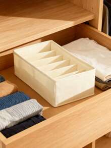 1-Pack Solid Color Underwear Storage Box, Beige Non-Woven Fabric Sock Storage Box, Storage Box For Underwear, Bras, Socks, Ties, Scarves In The Wardrobe, Wardrobe Storage Box - Beige - View 7