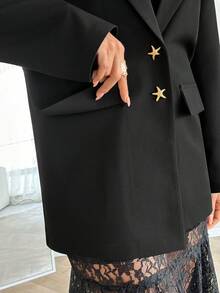 EURMUSE Women's Spring/Summer Jacket & Skirt Suit Set - Black - View 5