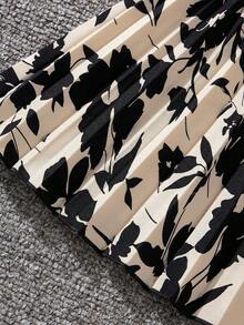 SHEIN Tween Girl Ruffle Collar Puff Sleeve Polka Dot Pleated Detachable Contrast Waist Belt Dress - Multicolor - View 6