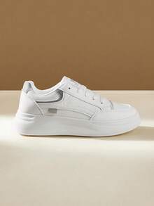 CUCCOO EASI 2026新款春秋时尚休闲百搭厚底系带白色厚底运动鞋，防水，女式运动鞋 - 灰色 - 查看 2