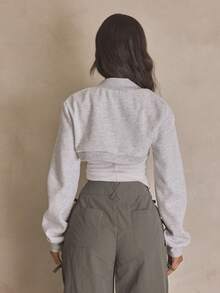 MUSERA Jersey Long Sleeve Sleeve Top Jersey Sweat Top Summer, Sporty, Casual, Day, Streetstyle, Streetwear - Light Grey - View 3