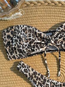 SHEIN Swim Women's Leopard Print Swimsuit Set, Suitable For Beach/Vacation - Multicolor - View 7