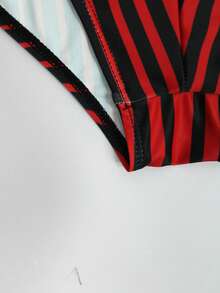 Manfinity Swimmode 男士条纹印花泳裤 - 黑色 - 查看 6