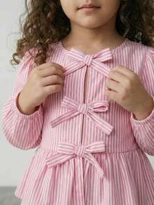 Maija Kids Maija Kids 年轻女孩编织条纹宽松袖休闲衬衫 - 粉色 - 查看 5