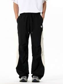 Manfinity Sport Corelite 撞色斜插口袋抽绳腰休闲百搭运动裤 - 黑色 - 查看 5