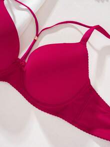 DesireSculpt Women's Solid Color Underwire Bra - Burgundy - View 5