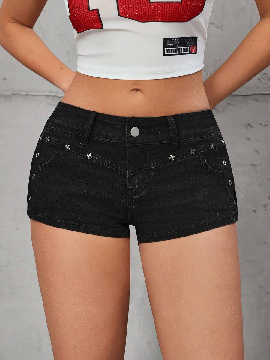SHEIN Tall Women's Fashion Casual Y2K Tall Denim Shorts