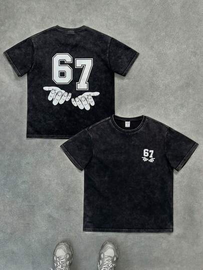 SHEIN Tween Boy Letter Print Washed Vintage Short Sleeve T-Shirt, Casual, Comfortable, Fashionable, Versatile, Cute, Soft, Suitable For Daily Wear, School, Outings, Sports, Festivals And Parties Summer Y2k Vacation Goth Gothic Streetwear Sumwon Burgundy Holiday Vintage Boho Festival Gras Party Cute Birthday Boys Modest Home Casual Cozy