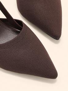 CUCCOO BASICS Giày cao gót mũi nhọn dáng ôm màu cà phê dành cho nữ, chất liệu vải dệt kim mềm mại, co giãn, thích hợp cho đi làm, đi nghỉ mát và đi chơi. - Cà phê nâu - Xem 5