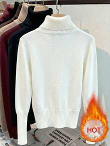 Franclia 时尚百搭高领加厚无缝修身长袖针织衫，秋冬季百搭之选