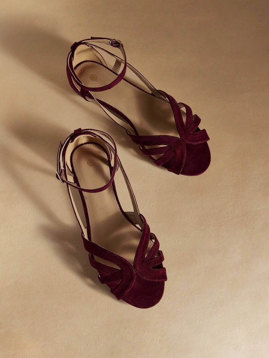 Rosivie Women Flat Sandals Valentine's Day - Burgundy - View 1