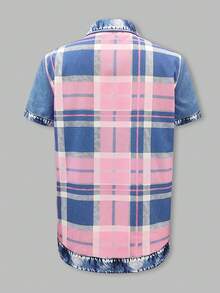 EMERY ROSE Printed Pattern Button Design Women Short Sleeve Blouse - Multicolor - View 2