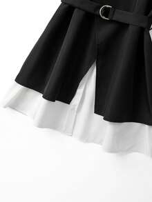 GlowEve CURVE Đầm cỡ lớn phối màu, kiểu dáng thường ngày, phù hợp đi làm, 2 trong 1. - Đen và trắng - Xem 6