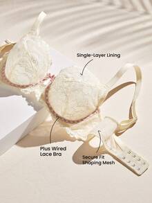 LUVLETTE Plus Full Coverage Breathable Unlined  White  Lace Elegance & Mesh Keyhole Detail Lingerie Lounge Curve Sheer Minimizer Bridal Intimates - White - View 9