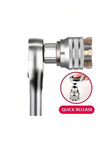 1 Buah Kunci Sok Universal yang Dapat Diatur untuk Metrik Standar 10-19mm 38-34 Inci, Kunci Ratchet, Soket Penggerak yang Dapat Diatur untuk Penggerak 38, Kunci Torsi Ratchet, Bor Listrik - Perak - View 4