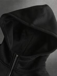 STYNVO 男士休闲纯色宽松连帽衫 - 黑色 - 查看 3