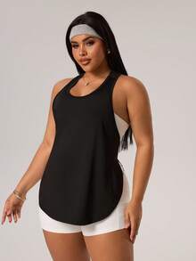 Rhythm Era 女士字母印花休闲健身运动背心 - 黑色 - 查看 4