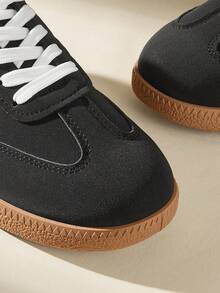 CUCCOO EASI Giày nữ buộc dây phối màu phong cách thường ngày - màu đen - Xem 3