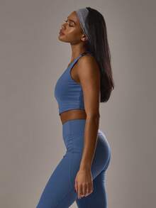 Musera Sport 运动交叉背带运动文胸，适合健身房锻炼和休闲运动。 - 霧霾藍 - 查看 3