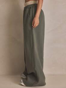 MUSERA Double Layer Waistband Elasticated Tie Waist Wide Leg Joggers Tracksuit Bottoms Summer, Sporty, Casual, Day, Streetstyle, Streetwear - Multicolor - View 4