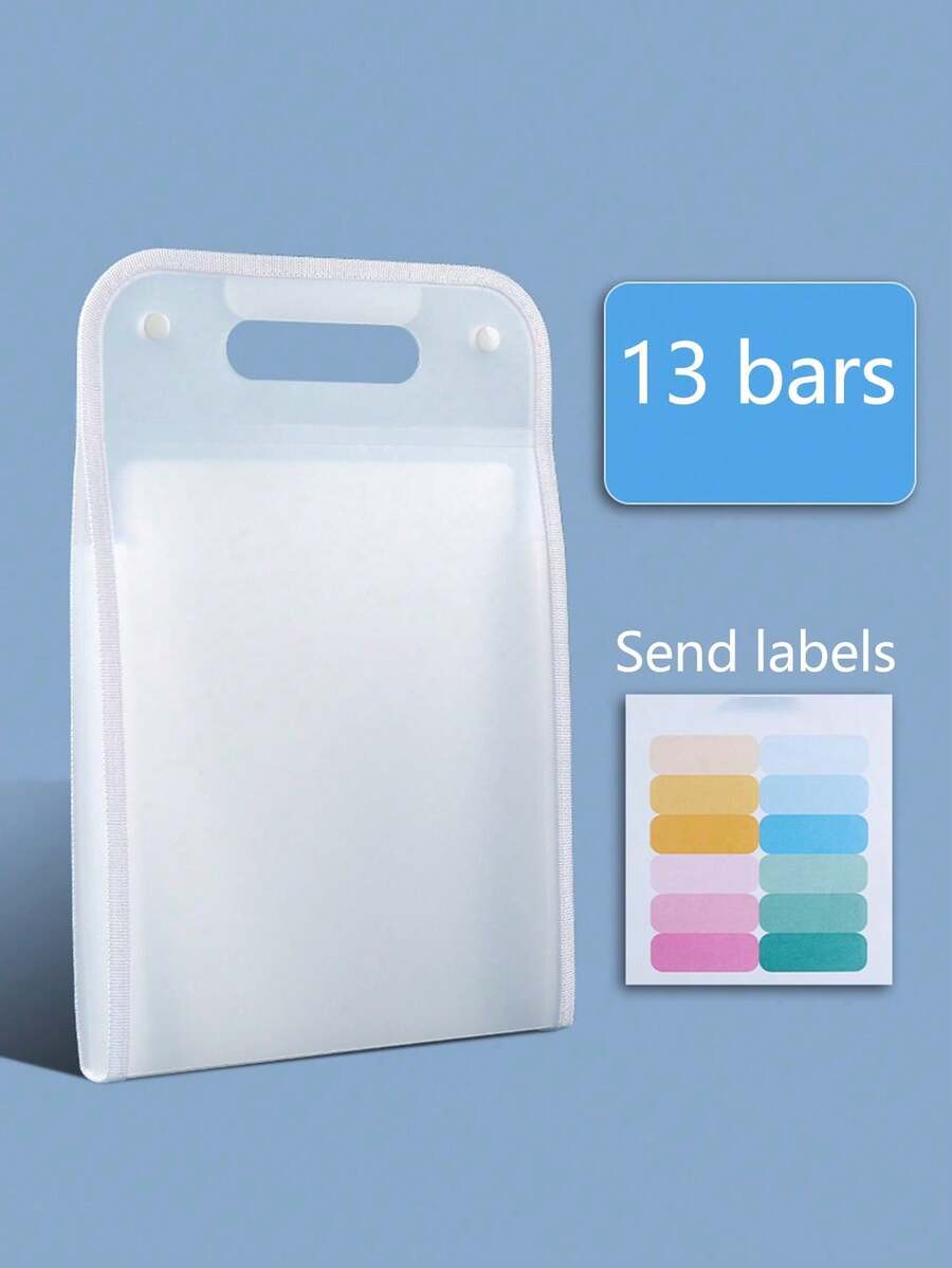 1pc Portable File Storage Bag, Large Capacity 13-Tier Vertical File Bag, PP Material A4 Document Storage Organizer, Expanding File Folder Back To School,School Supplies