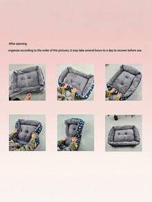 1 PC Cozy Comfortable Fade Resistant Wear Resistant Plush Polyester Fill Blue Paw Print Design Soft Pet Bed For Cats Small Dogs Indoor Sofa Cushion Easy Clean Material Playful Pet Design For Home Indoor Pet Supplies - Blue - View 9