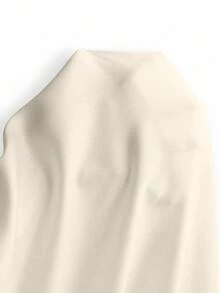 SHEIN Clasi 女士纯色翻领单排扣休闲百搭通勤长袖衬衫 - 米色 - 查看 7