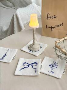 Joivida 10cm Posavasos de Poliéster (Diseños de Enredadera/Uva/Lazo/Vela) - Elegantes manteles para bebidas de mesa para el hogar/cocina/oficina, un regalo pensativo para amigos y familiares, posavasos decorativos para bebidas - Montaña rusa - Ver 8