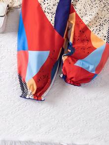 SHEIN Young Girl's Vacation Casual Fashionable Ditsy Floral Chiffon Jumpsuit - Multicolor - View 5