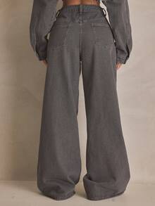 MUSERA Vida ben, tvättade denimjeans, sommar, sportig, casual, vardag, streetstyle, streetwear - Grå - Visa 4