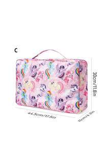 My Little Pony X SHEIN 可爱卡通图案印花旅行收纳袋，网状表面，分类收纳，多种尺寸可选，适用于各种尺寸的包袋，非常适合短途旅行、长途旅行、日常居家收纳等各种场景，适合男孩、女孩、男士、女士和学生，图案包含暮光闪闪、云宝黛西、柔柔、碧琪、珍奇、苹果嘉儿等卡通人物，象征友谊，是理想的礼物之选。 - 粉色 - 查看 11