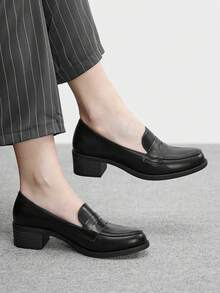 CUCCOO BIZCHIC Women's PU Leather Fashionable High Heel Shoes, Versatile For Daily Wear - Black - View 1