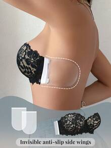 1pc Lace Backless Wireless Bra For Small Bust, Lift & Enhance, Strapless Invisible Adhesive Bra - Multicolor - View 4