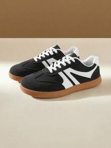 CUCCOO EASI Giày nữ buộc dây phối màu phong cách thường ngày - màu đen - Xem 5